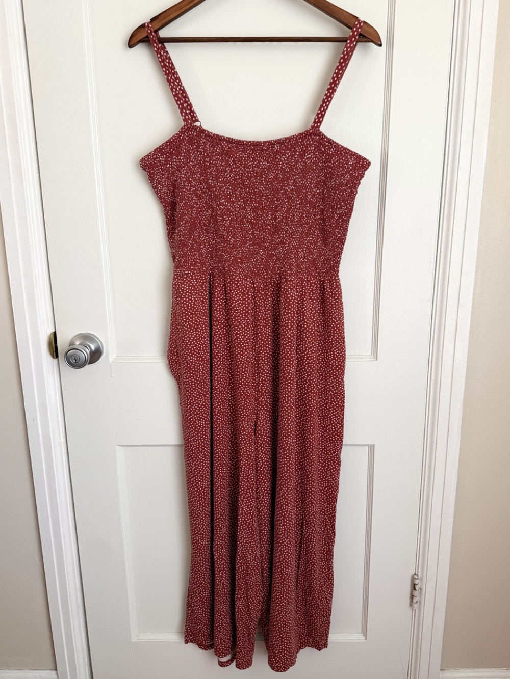 Old Navy Red Dot Smocked Jersey Cami Jumpsuit